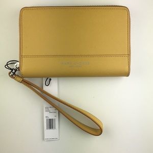 Marc Jacobs gold leather phone wristlet NWT